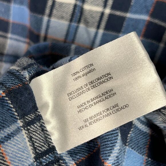 Eddie Bauer Shirt Mens XL Blue Plaid Flannel Button-Up Hiking Outdoor Chore Barn - Picture 8 of 12